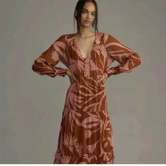 Anthropologie NWTs The Marais Printed Chiffon Maxi Dress - Picture 11 of 12